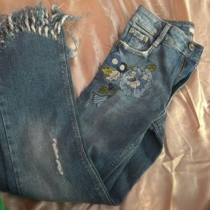 blue flower ZARA jeans low cut 00